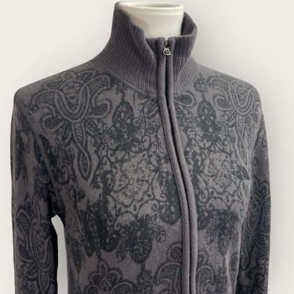 The North Face Wool blend Cardigan Sweater Jacket, Medium. full zip grey gray - Picture 4 of 13